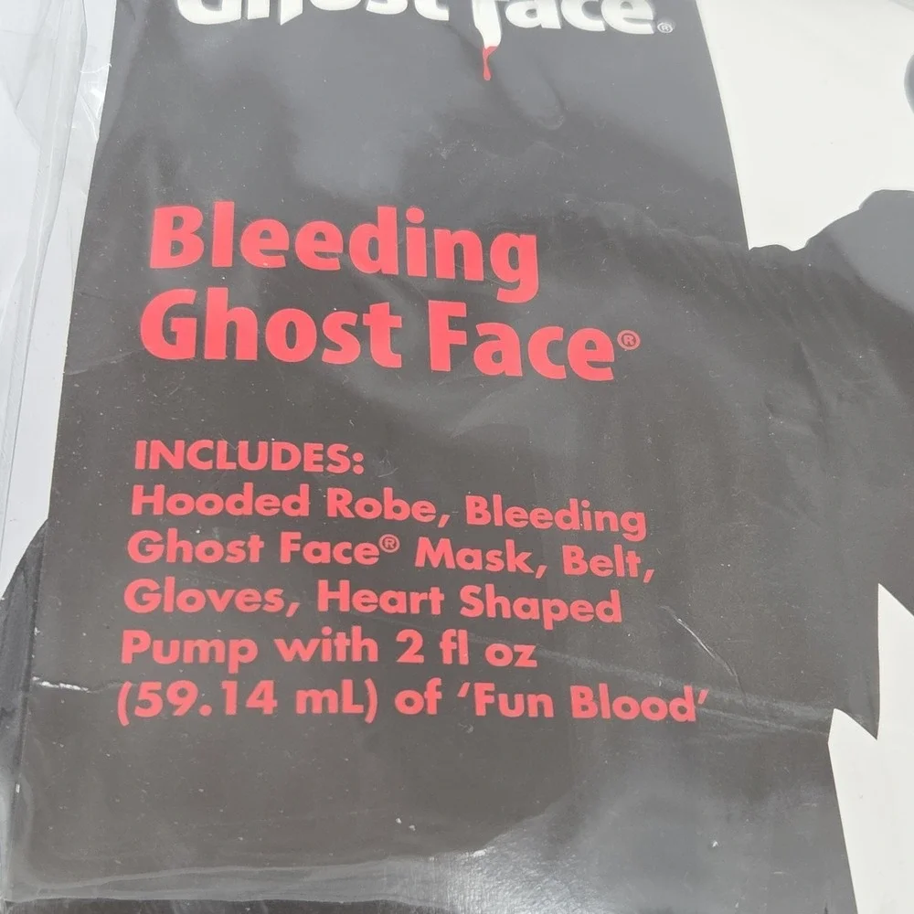 VTG Scream Bleeding Ghost Face Costume‎ Child Lrg 12-14 Halloween No Gloves Wrks